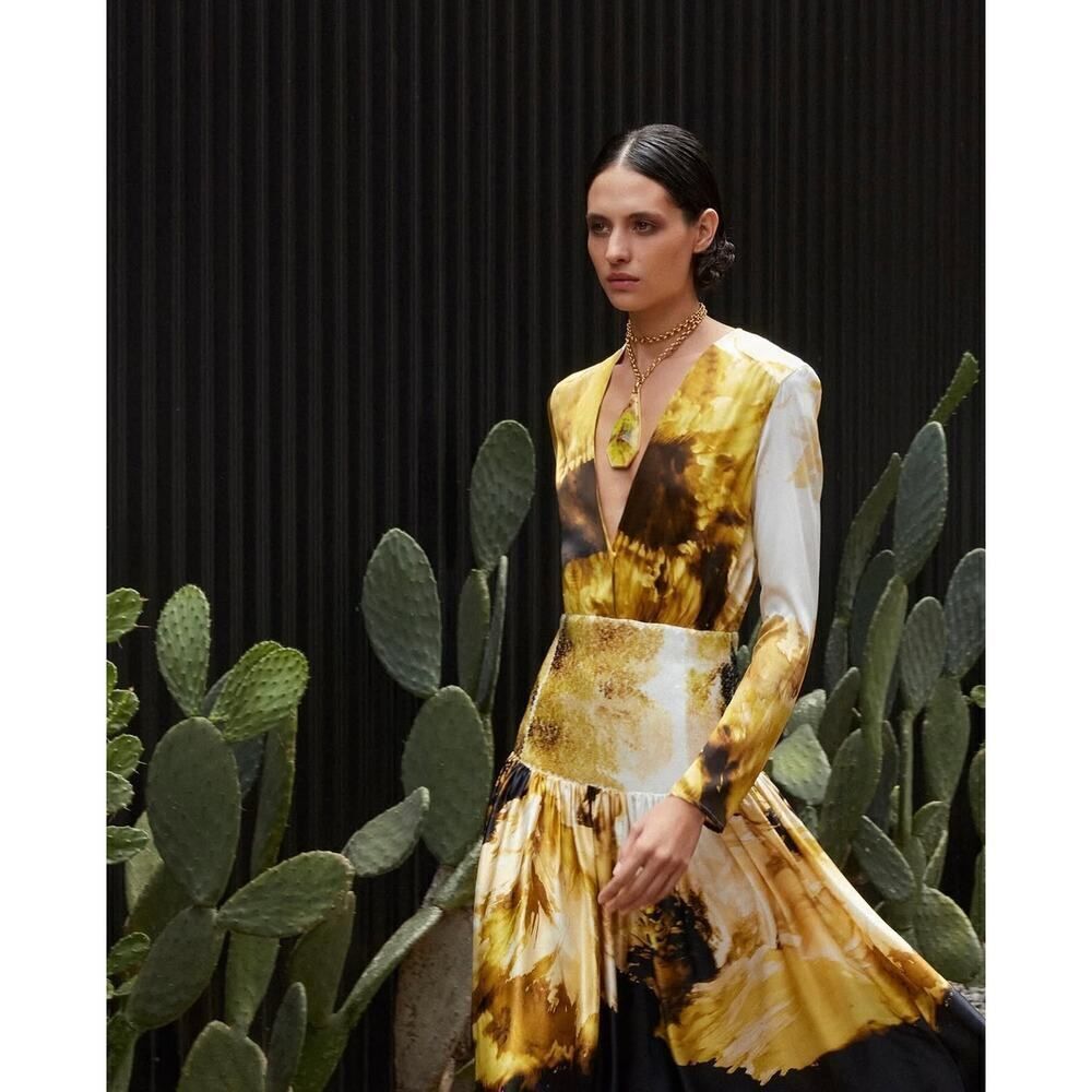 silvia tcherassi silk azalena dress Golden Peony XS